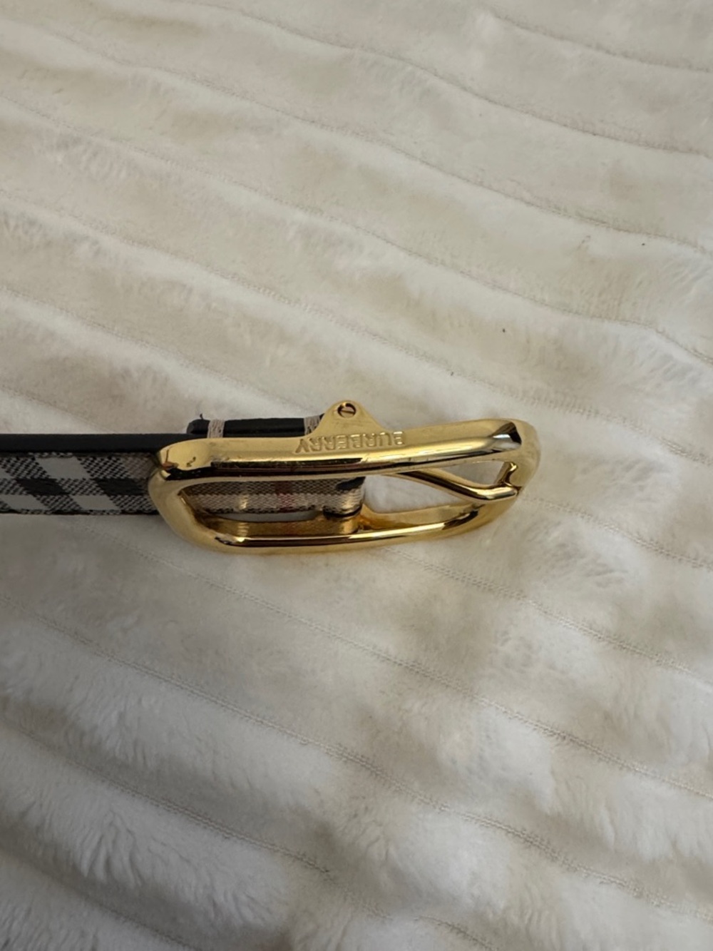 Burberry Beige Black Nova Check Belt with Gold Buckle - BNWOT - Picture 5 of 8